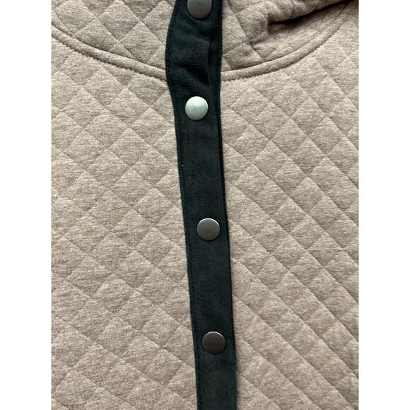 Marley Lilly Quilted 1/4 snap Pullover Sweater Womens XL Tan Sherpa lined Hooded - Picture 6 of 11